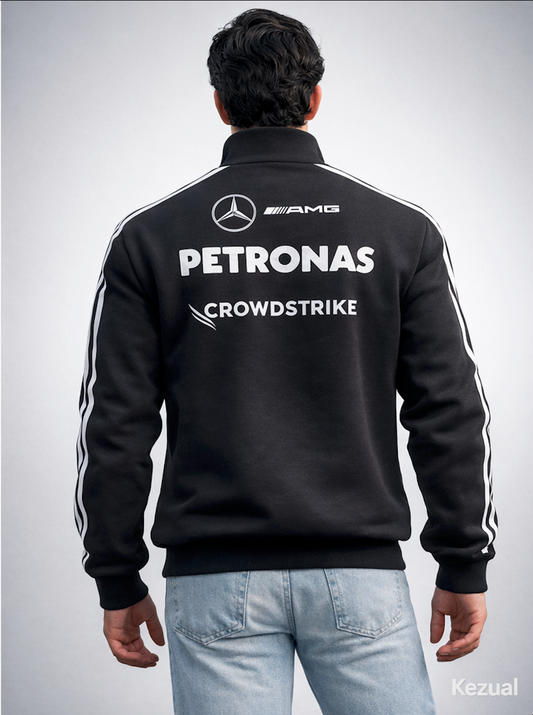 F1 PETRONAS UNISEX BLACK ZIP UP SWEATSHIRT | KEZUAL