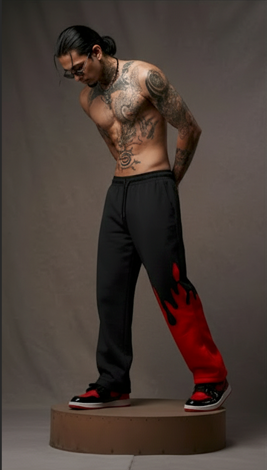 Red Fire Flame Trackpant β Unisex Baggy Streetwear by Kezual