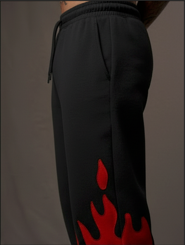 Red Fire Flame Trackpant β Unisex Baggy Streetwear by Kezual