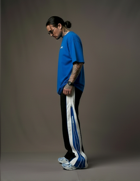 Double Zip Blue Wide Leg Zip Up Baggy Pants