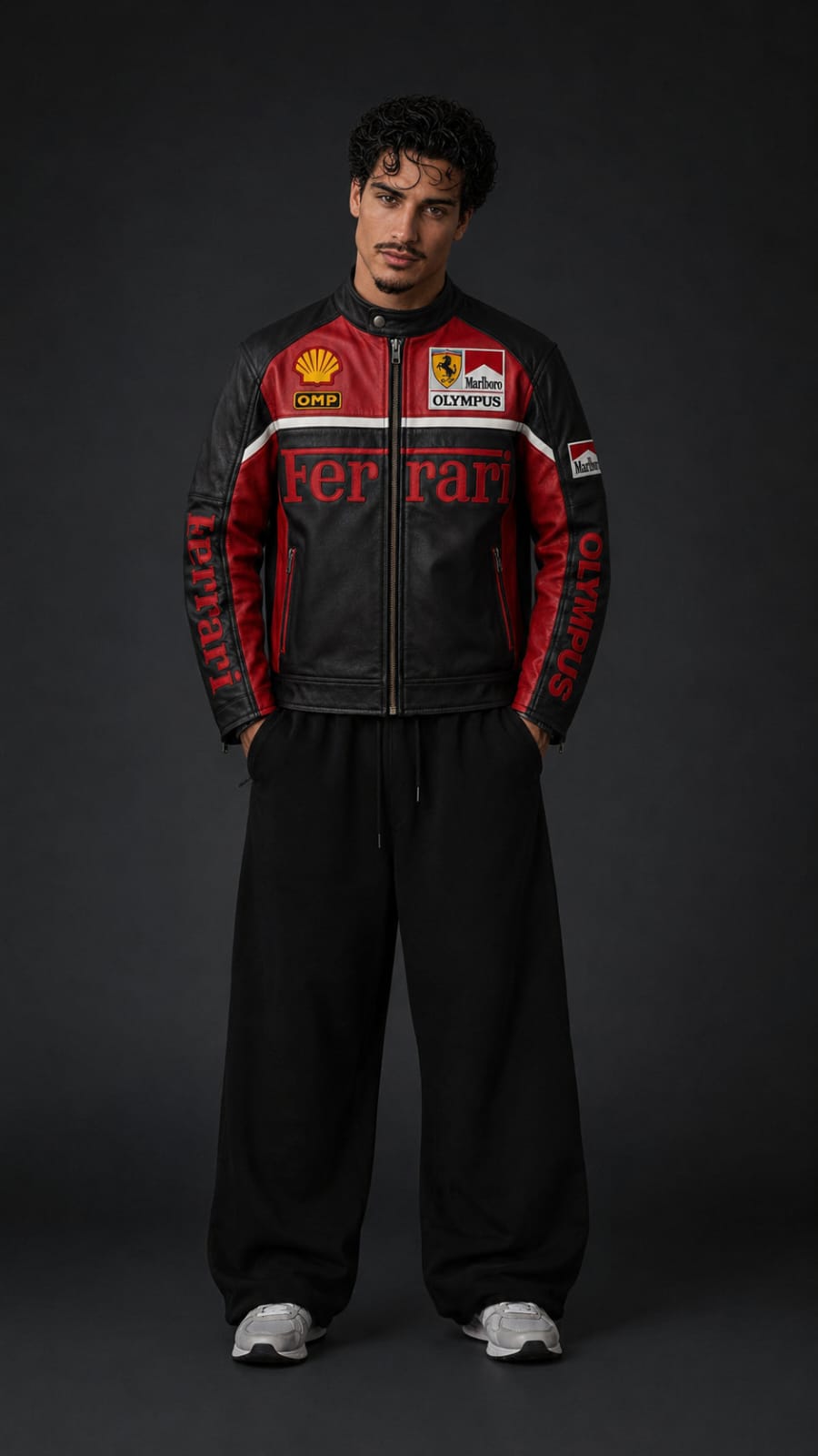 Leather Black Red Ferrari Jacket