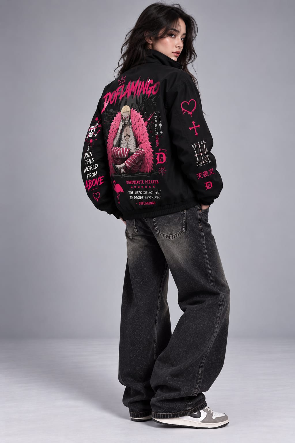 One Piece Doflamingo Black Zipper Jacket