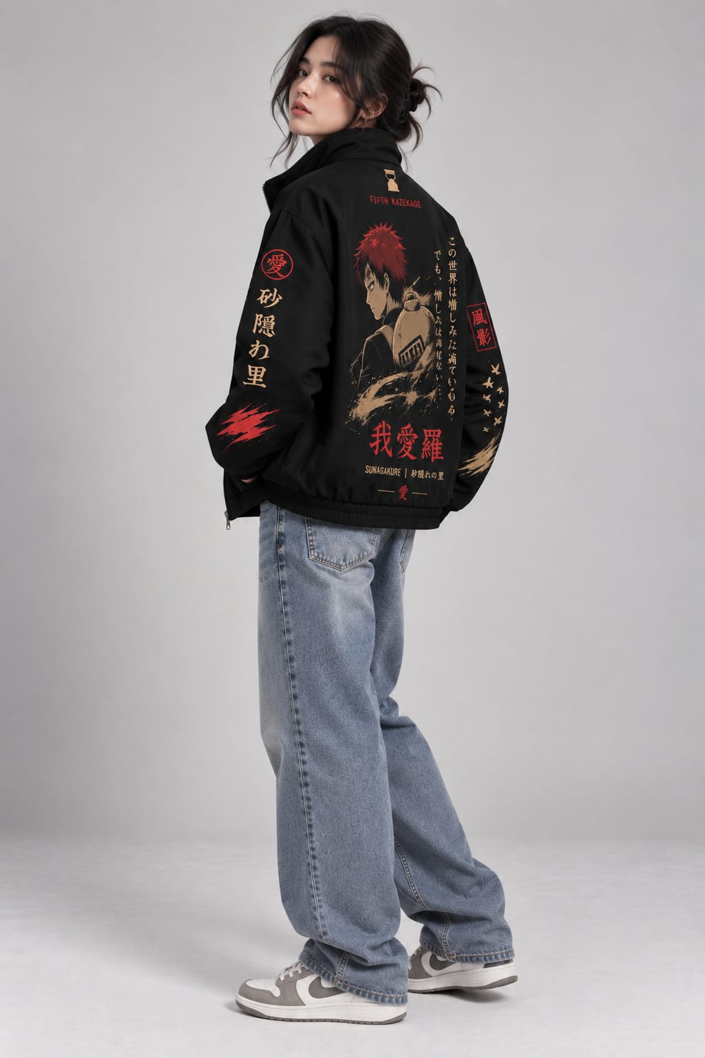 Gaara - The Fifth Hokage Black Zipper Jacket