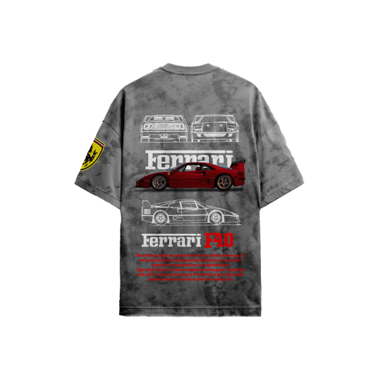 Ferrari Grey Acid-Wash T-Shirt