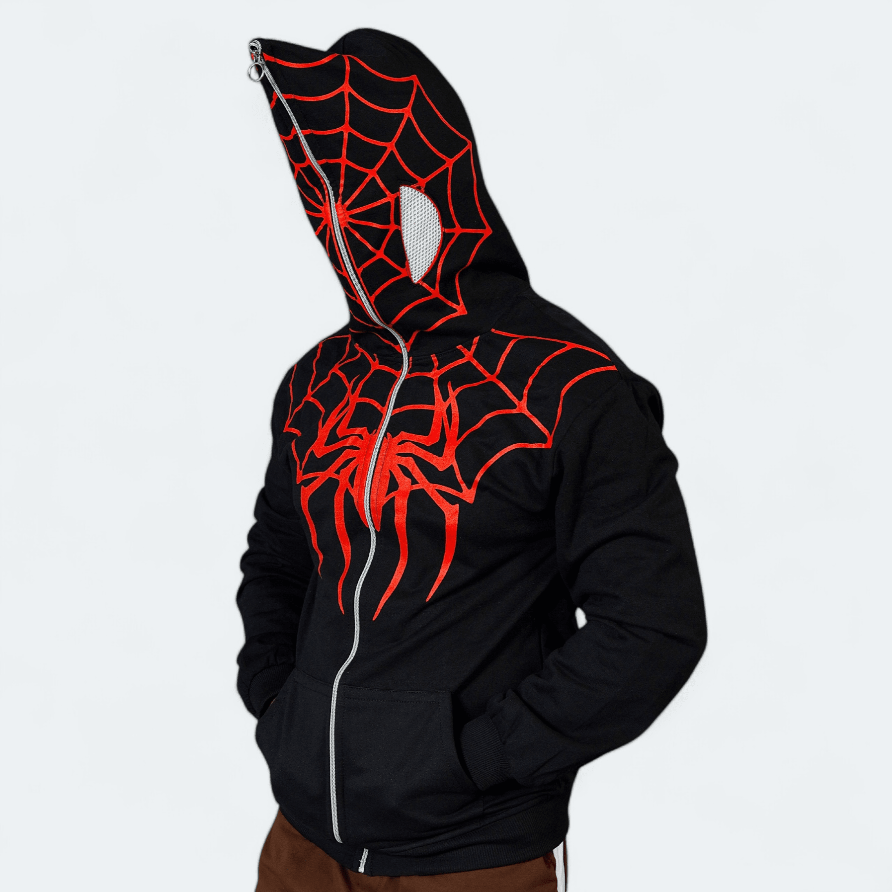 Black Spiderman Hoodie Full Zip Athletic Fit