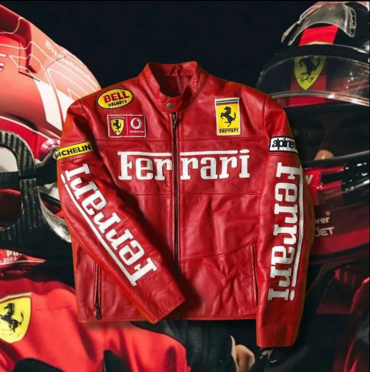 Ferrari-Inspired Red Leather Racing Jacket - Image 1