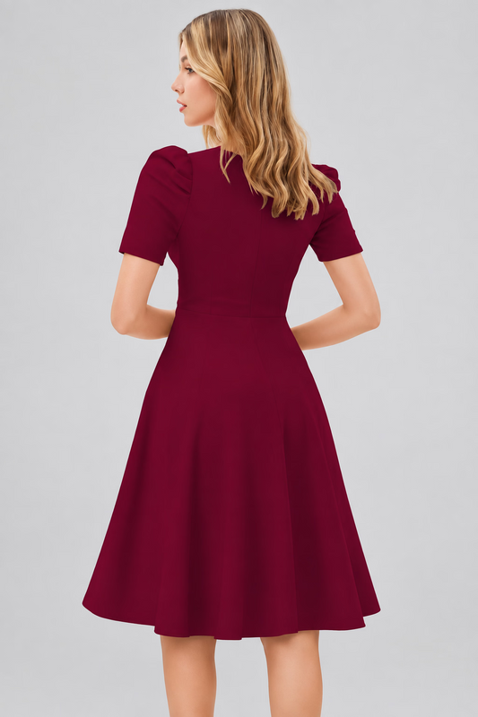 Maroon Fit & Flare Dress