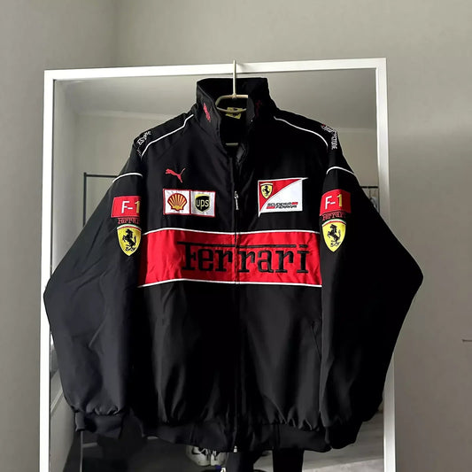 Black Ferrari F1 Unisex Jacket - Premium Parachute | Kezual Kezual Styles