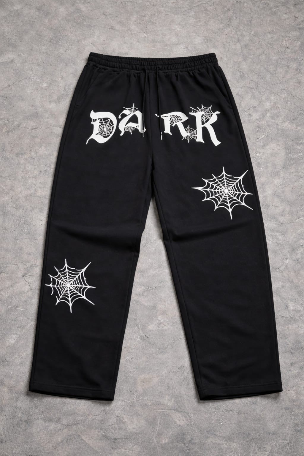 Dark Black Aesthetic Spider Web Oversized Sweatpants