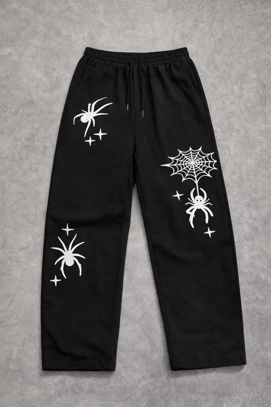 Aesthetic Spider Casual Black Oversized Sweatpants | Kezual