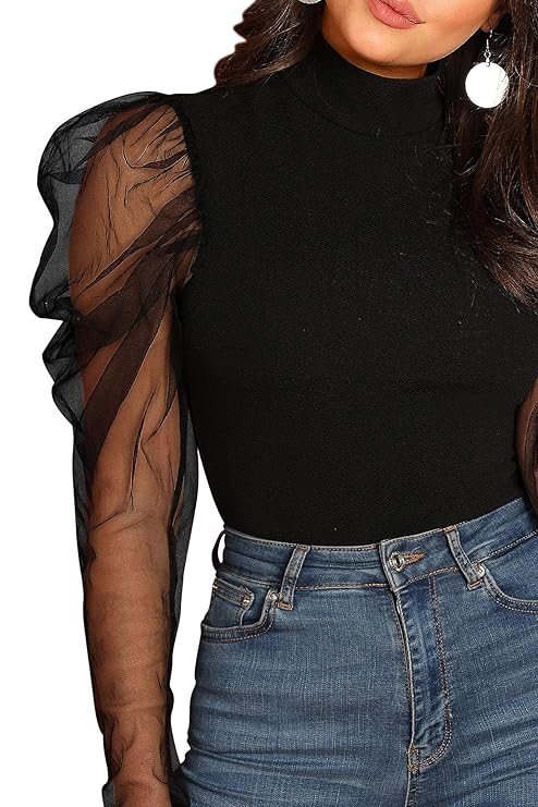 Mystique Sheer-Sleeve Knit Top