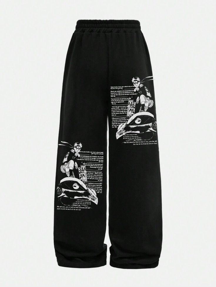 Black Naruto X Gamakichi Aesthetic Oversized Sweatpants by Kezual