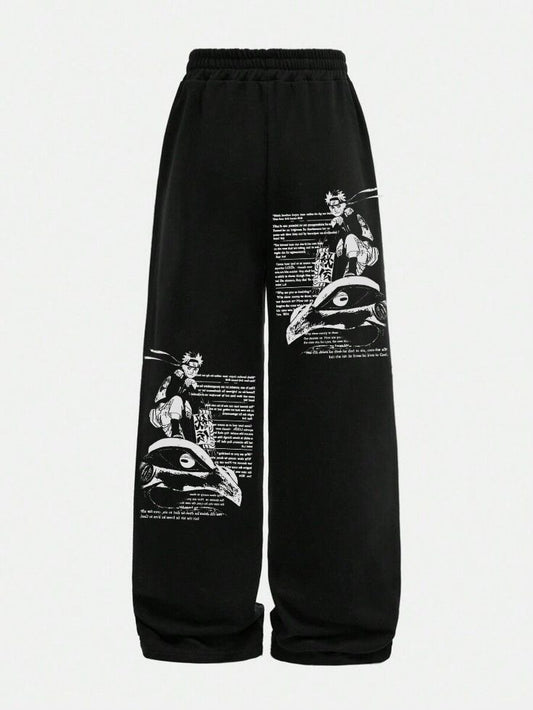 Black Naruto X Gamakichi Aesthetic Oversized Sweatpants by Kezual