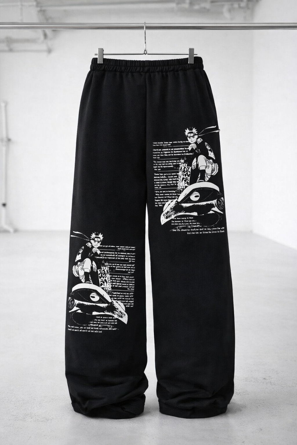 Black Naruto X Gamakichi Aesthetic Oversized Sweatpants by Kezual