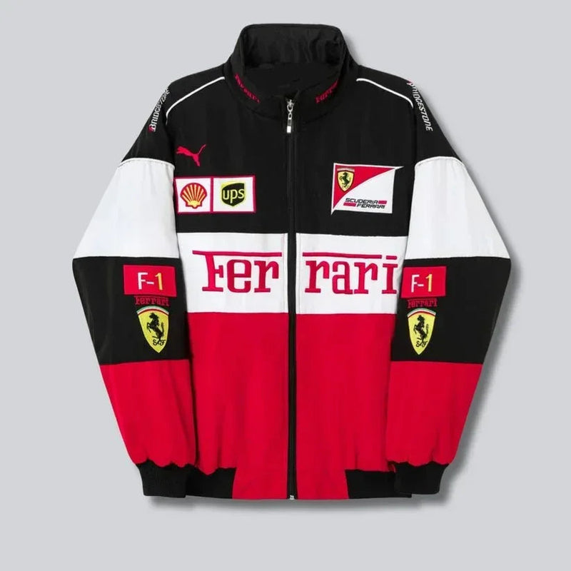 White Ferrari F1 Unisex Puffer Jacket