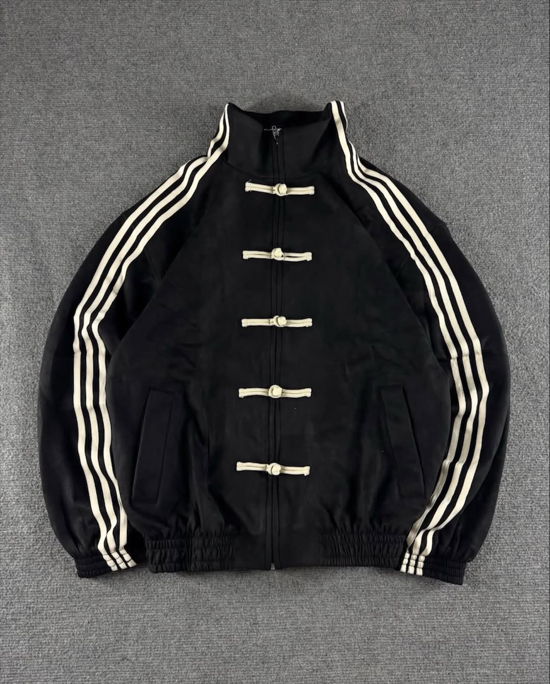 Black CNY Jackets by Kezual with traditional knot detailing and streetwear fit
