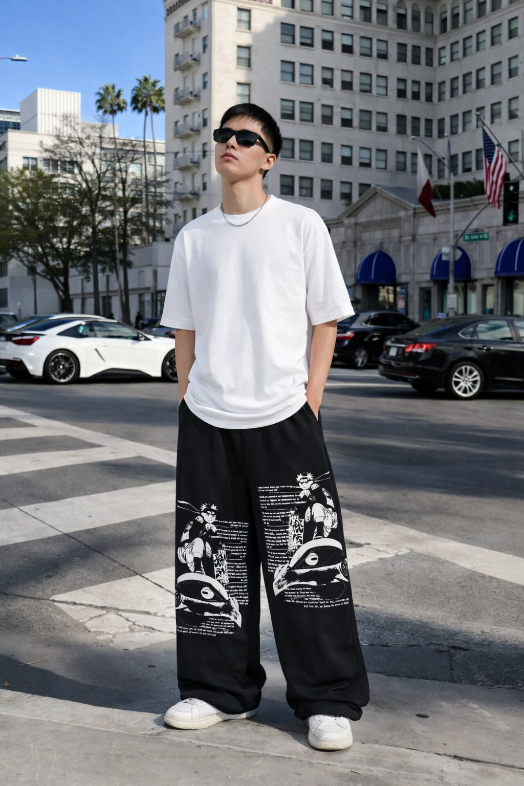 Black Naruto X Gamakichi Aesthetic Oversized Sweatpants by Kezual