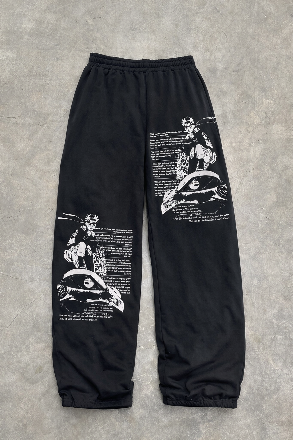 Black Naruto X Gamakichi Aesthetic Oversized Sweatpants by Kezual