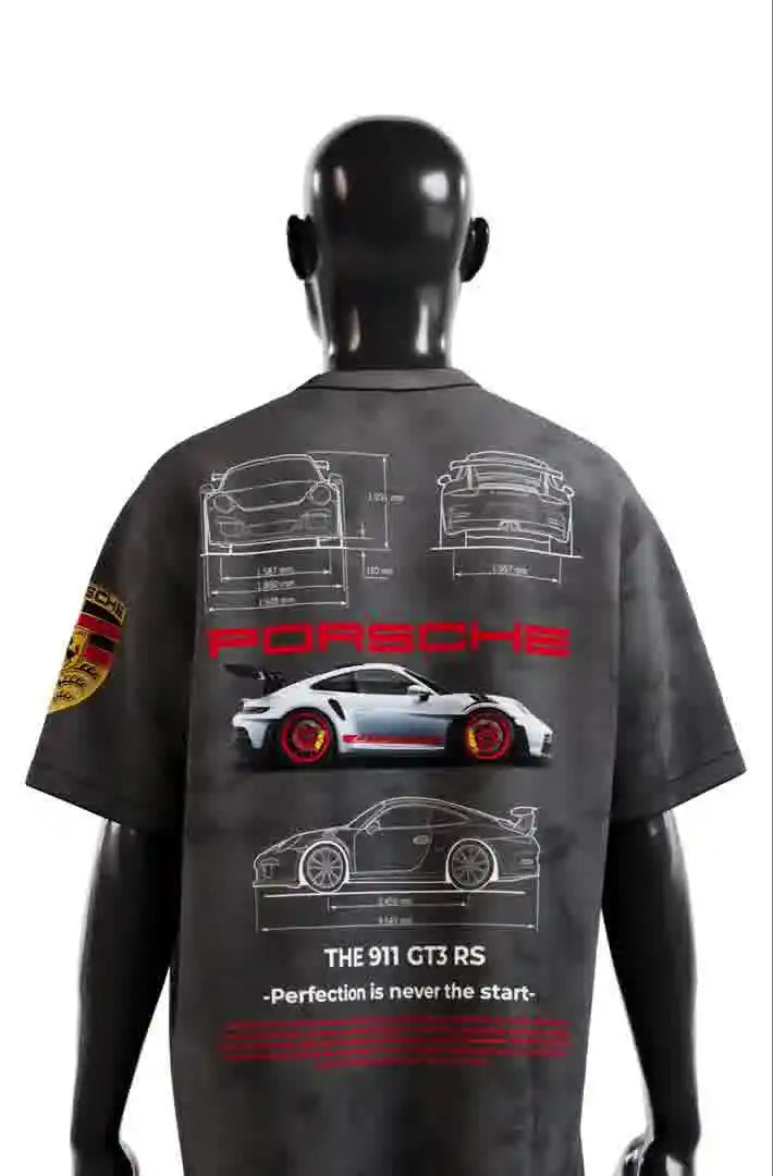 Porsche Grey Acid-Wash T-Shirt