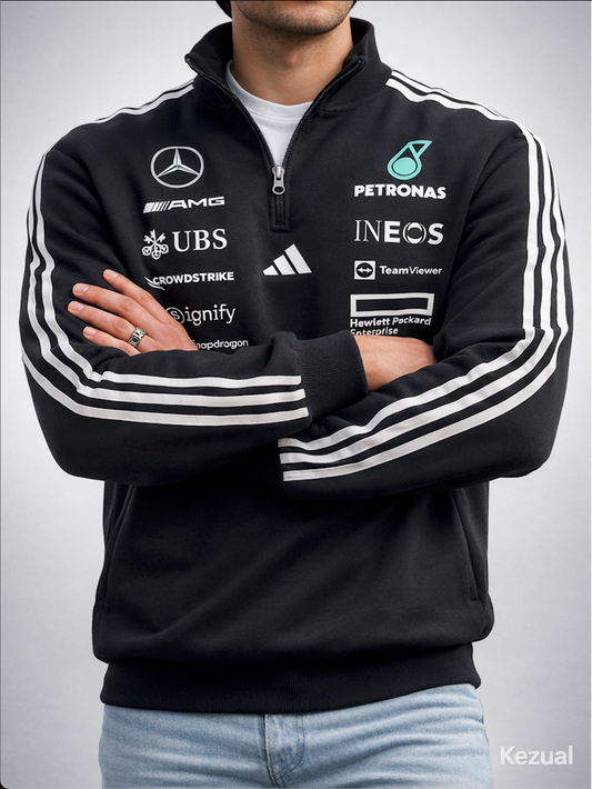 F1 PETRONAS UNISEX BLACK ZIP UP SWEATSHIRT | KEZUAL