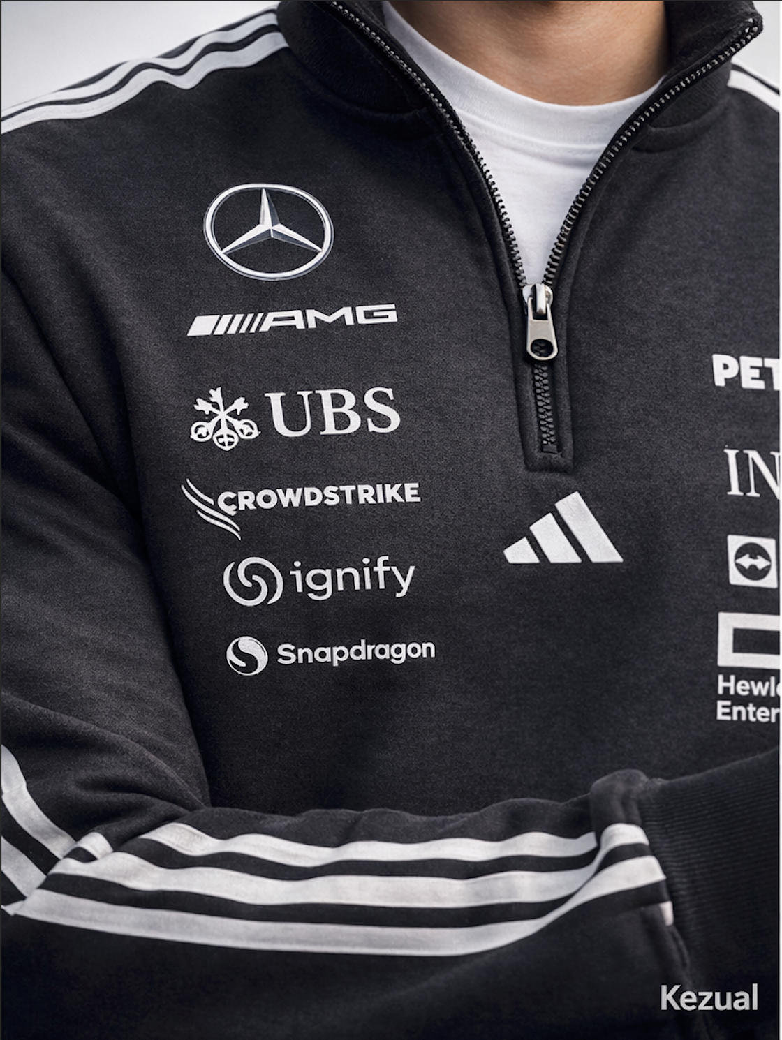 F1 PETRONAS UNISEX BLACK ZIP UP SWEATSHIRT | KEZUAL