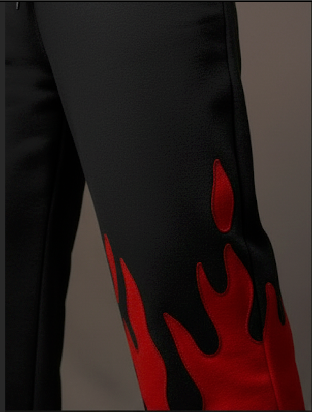 Red Fire Flame Trackpant – Unisex Baggy Streetwear by Kezual