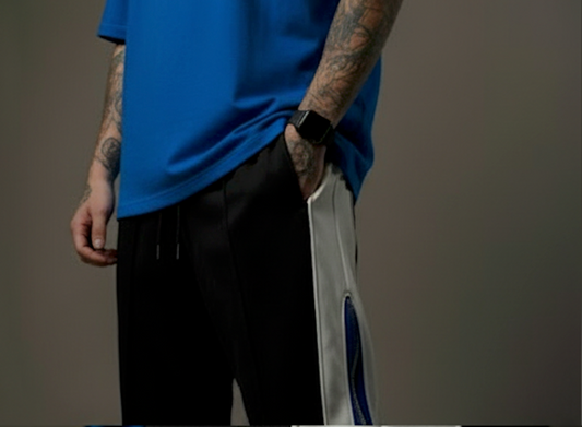 Double Zip Blue Wide Leg Zip Up Baggy Pants