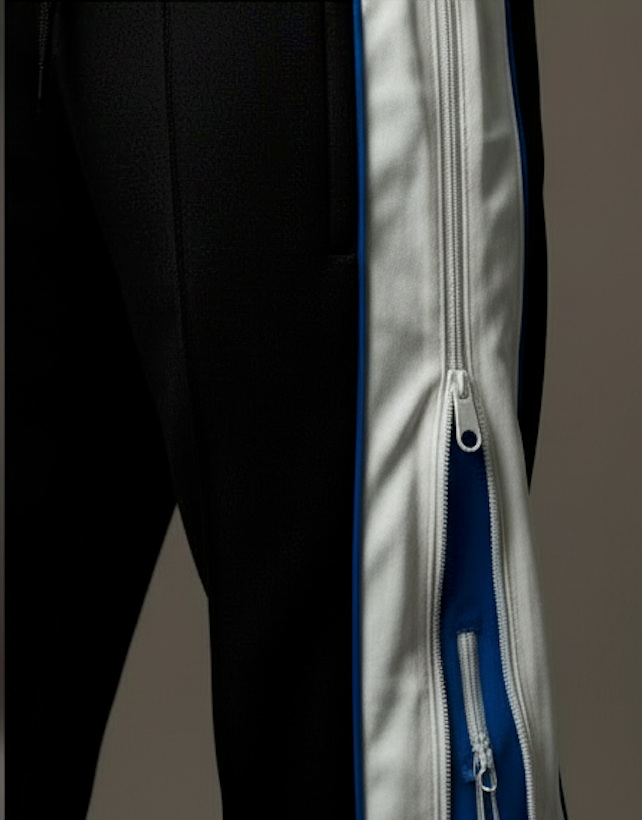 Double Zip Blue Wide Leg Zip Up Baggy Pants