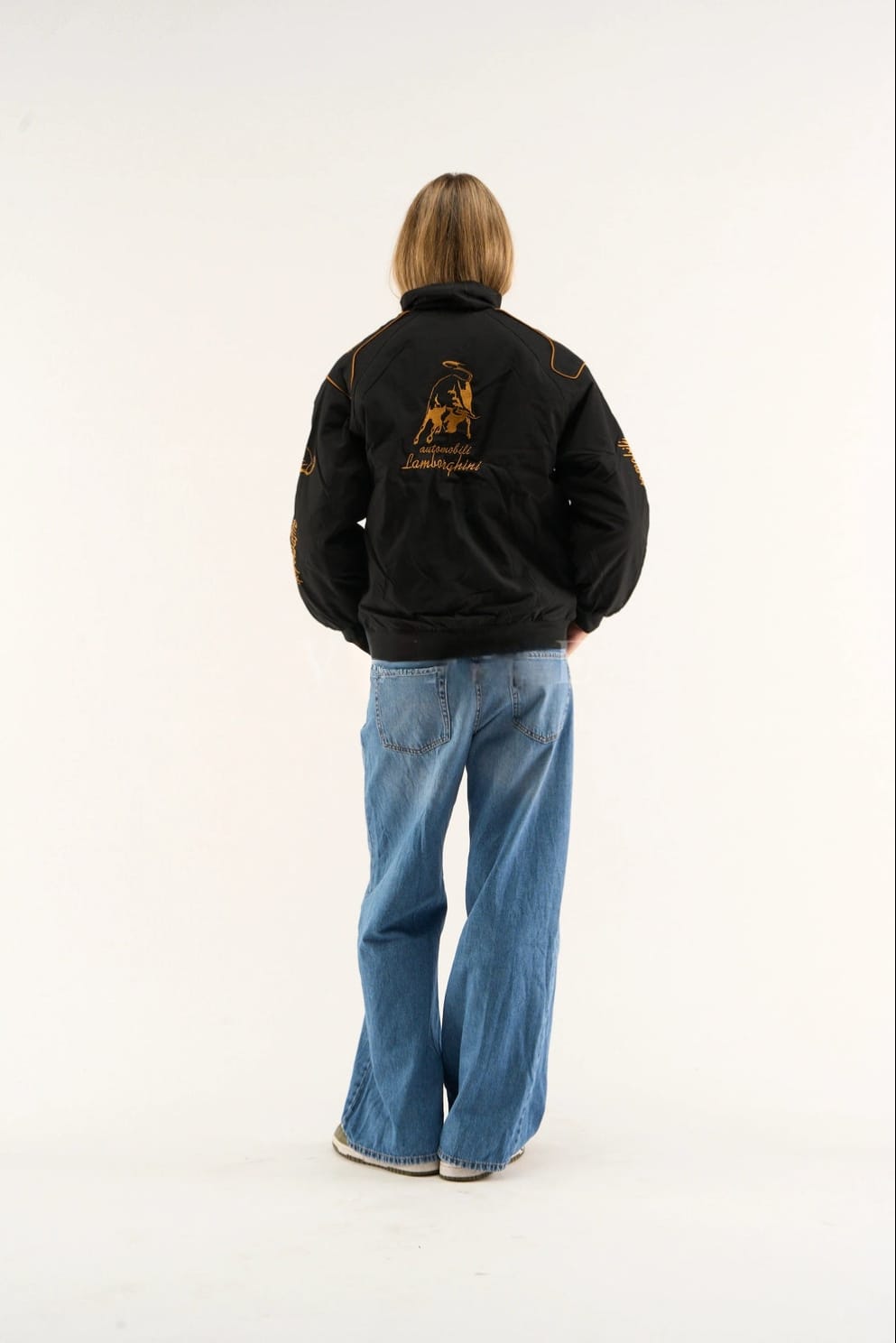 Lamborghini Embroidered Puffer Jacket – Black Racing Streetwear
