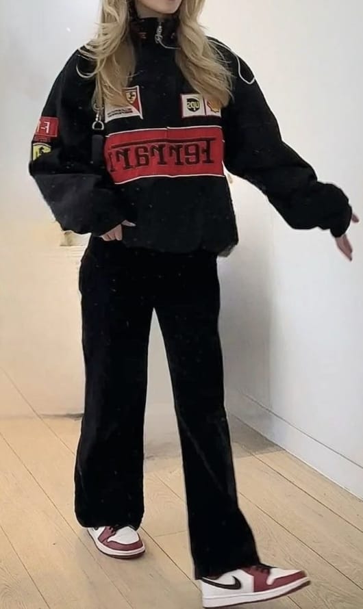 Ferrari Embroidered Black Puffer Jacket