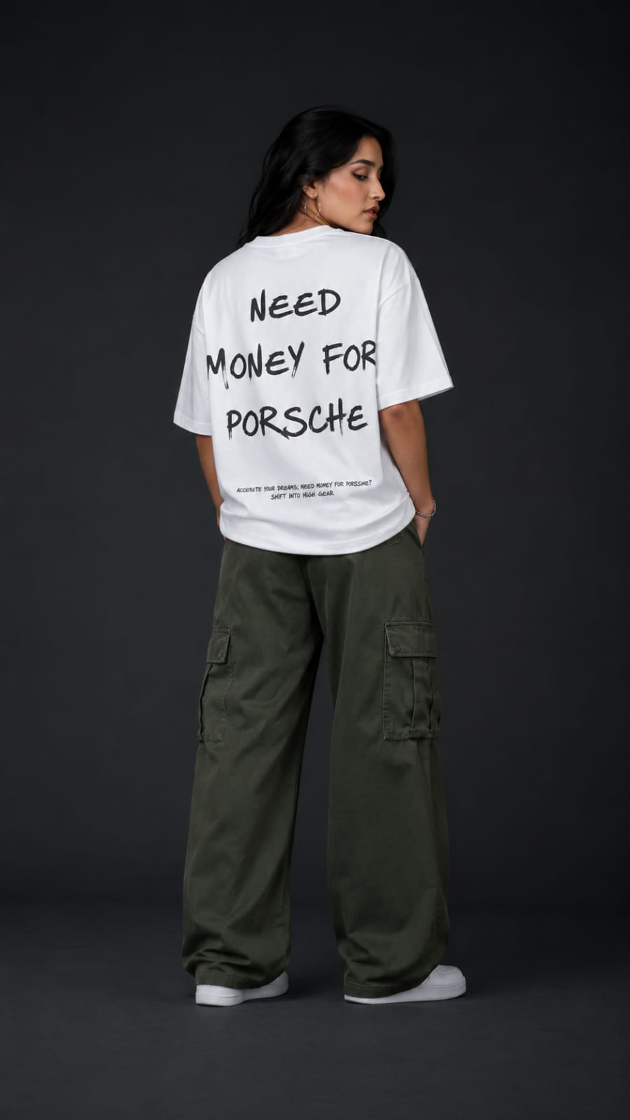 Need Money For Porsche White Oversized Tee