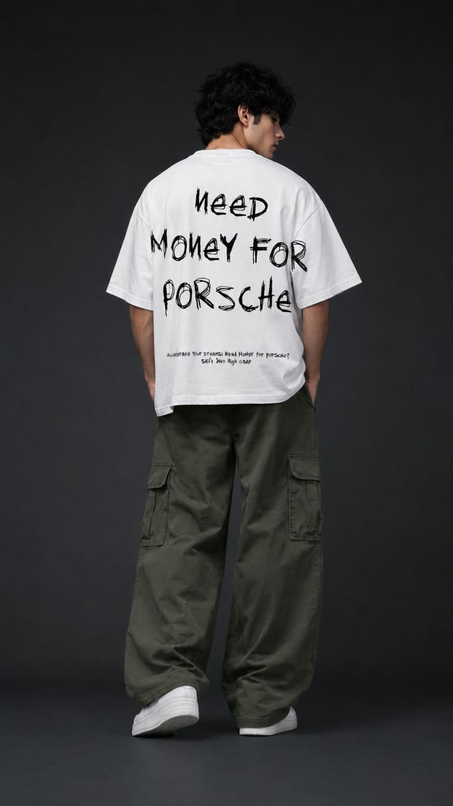 Need Money For Porsche White Oversized Tee