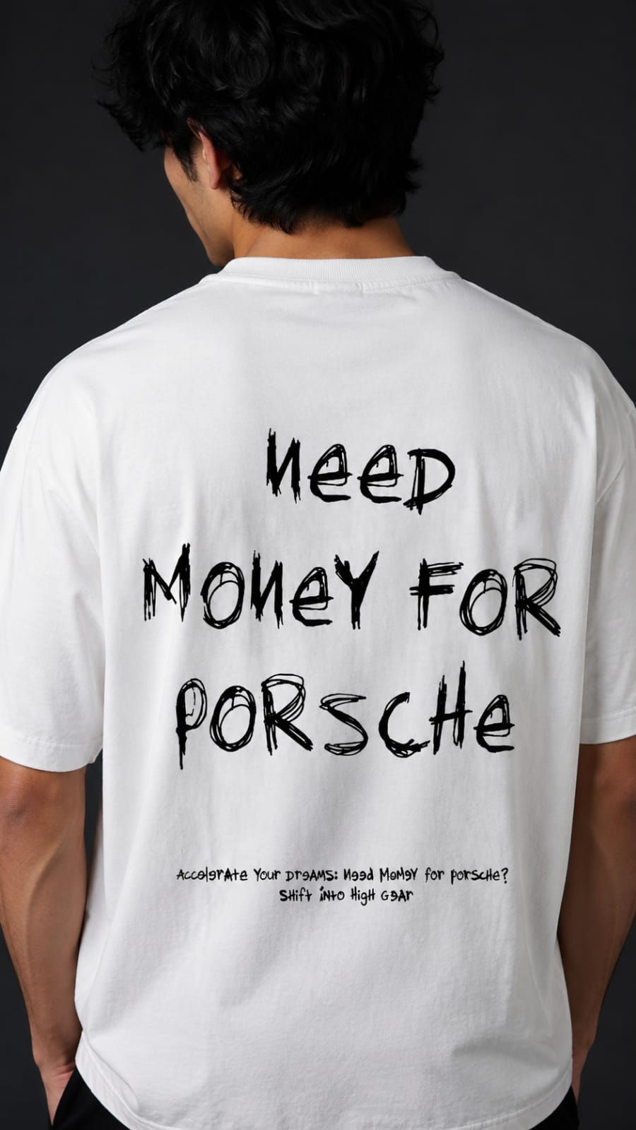 Need Money For Porsche White Oversized Tee