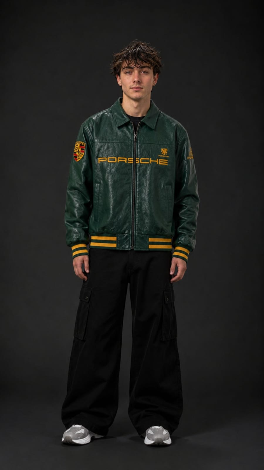 Green Porsche Leather Embroidered Jacket