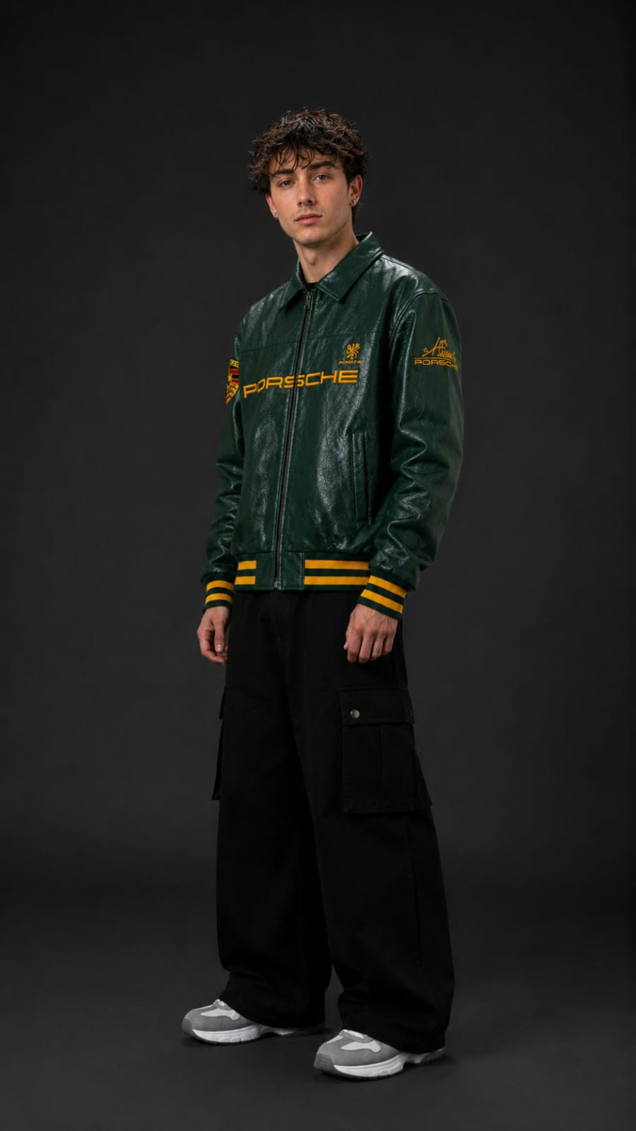 Green Porsche Leather Embroidered Jacket