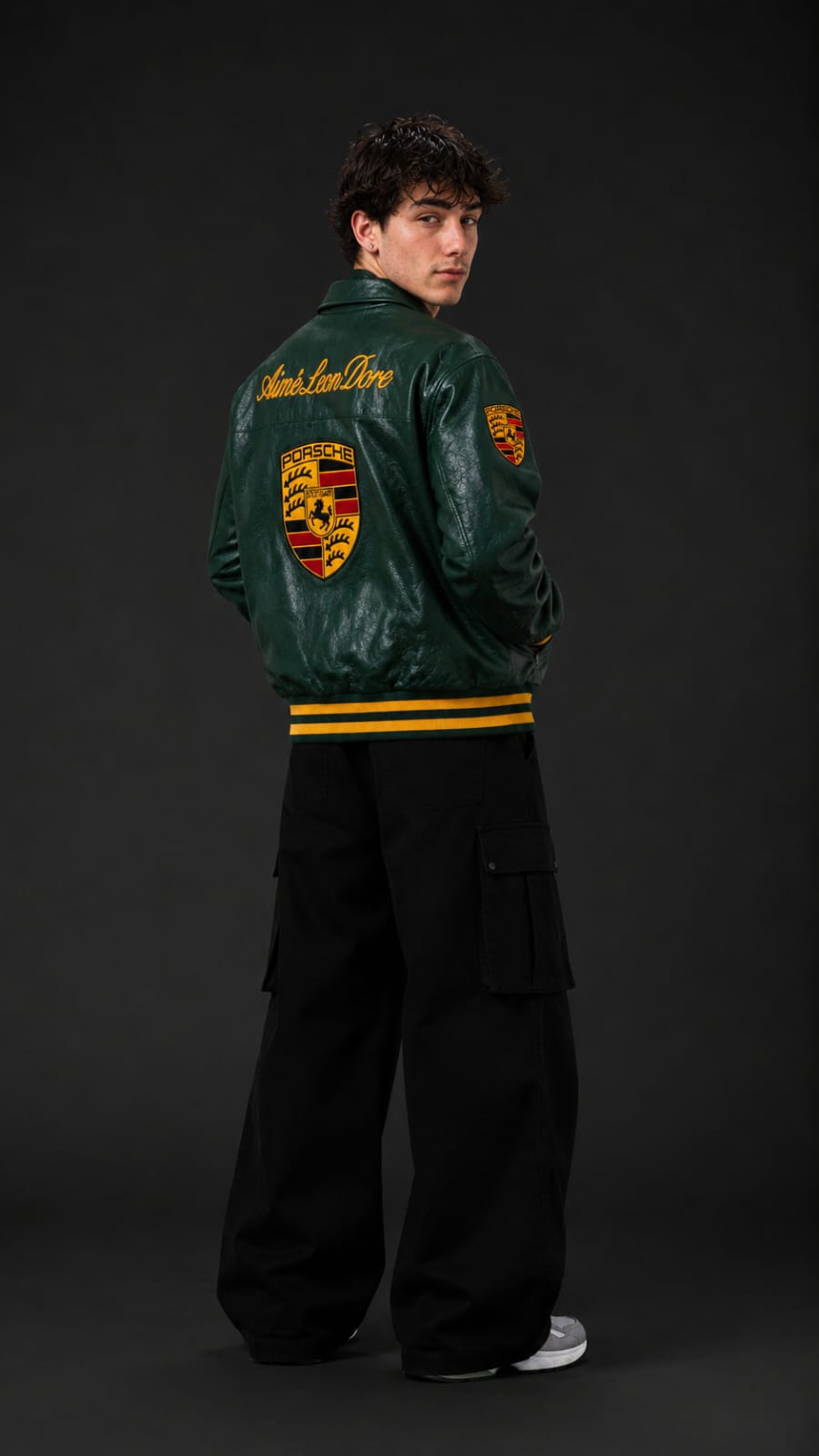 Green Porsche Leather Embroidered Jacket