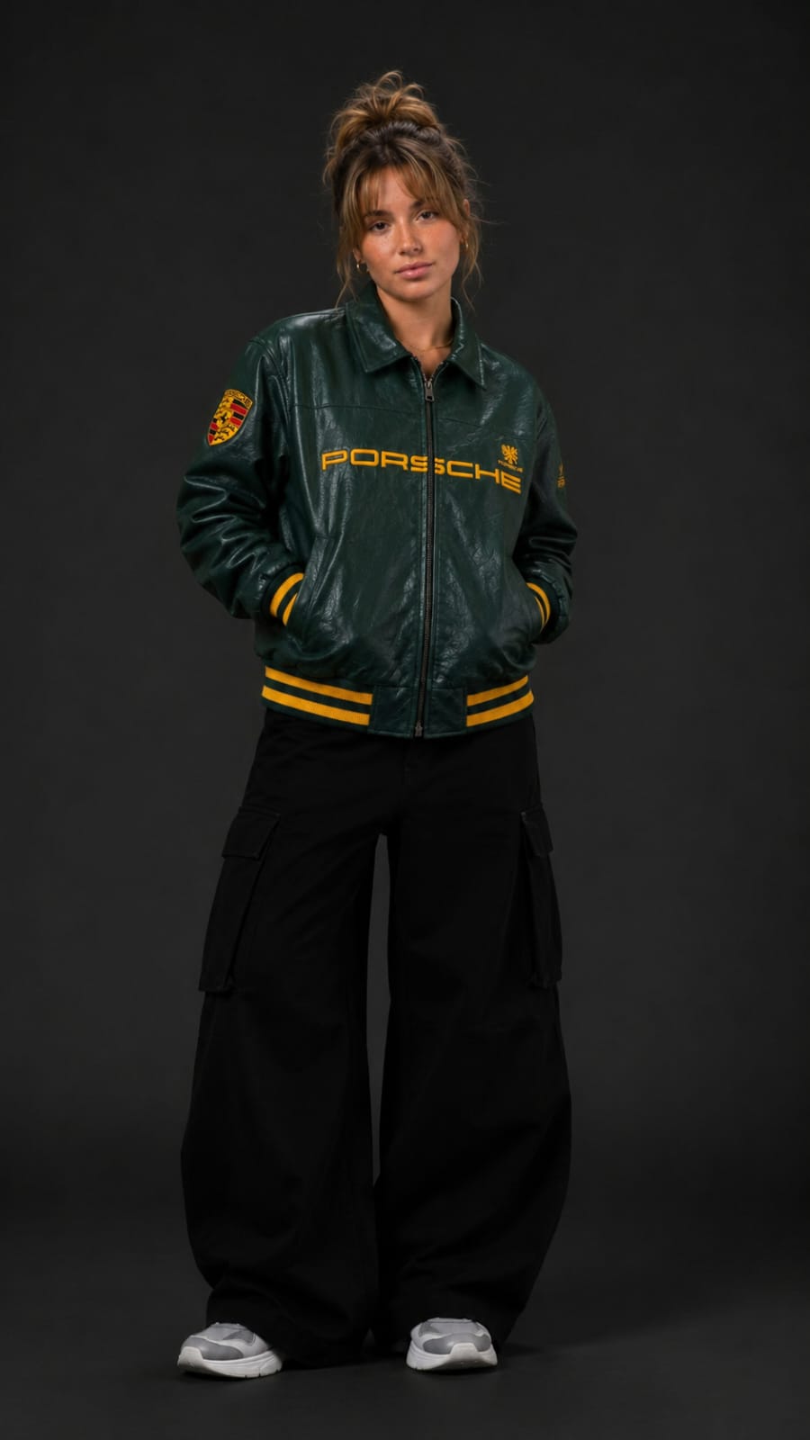 Green Porsche Leather Embroidered Jacket