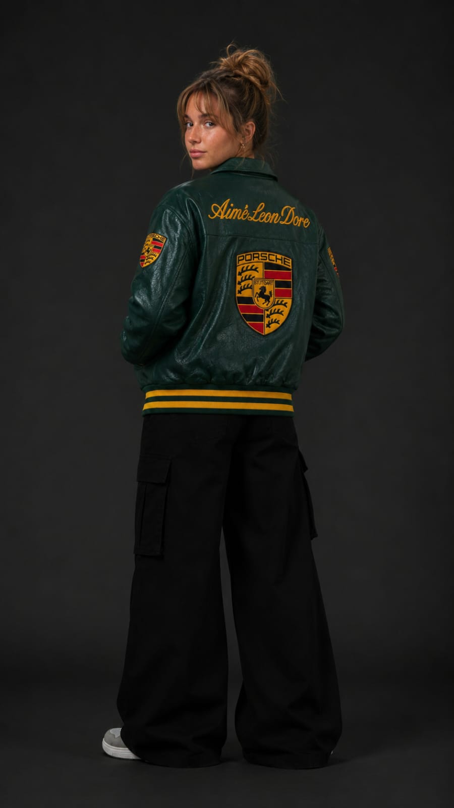 Green Porsche Leather Embroidered Jacket