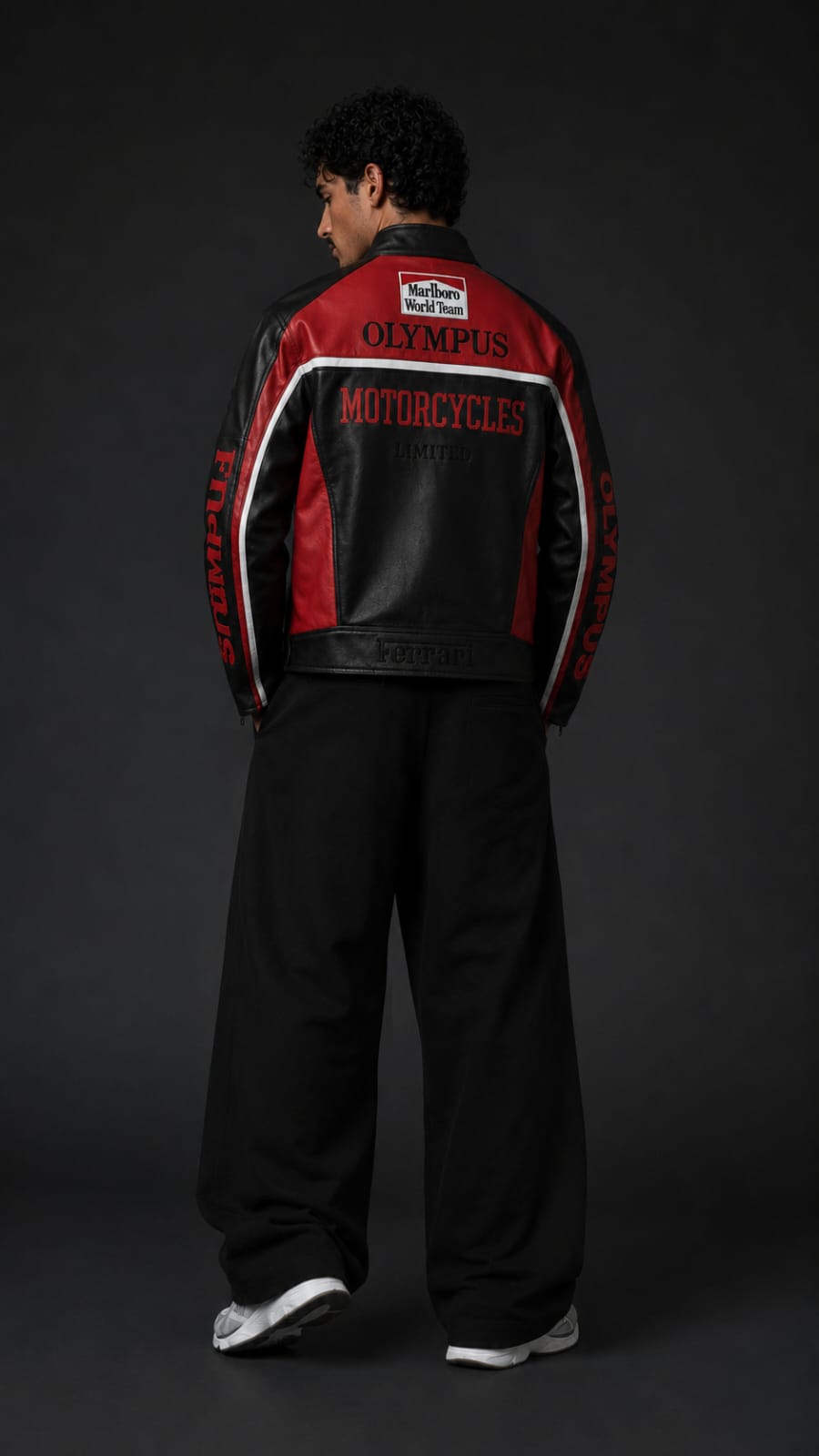 Leather Black Red Ferrari Jacket