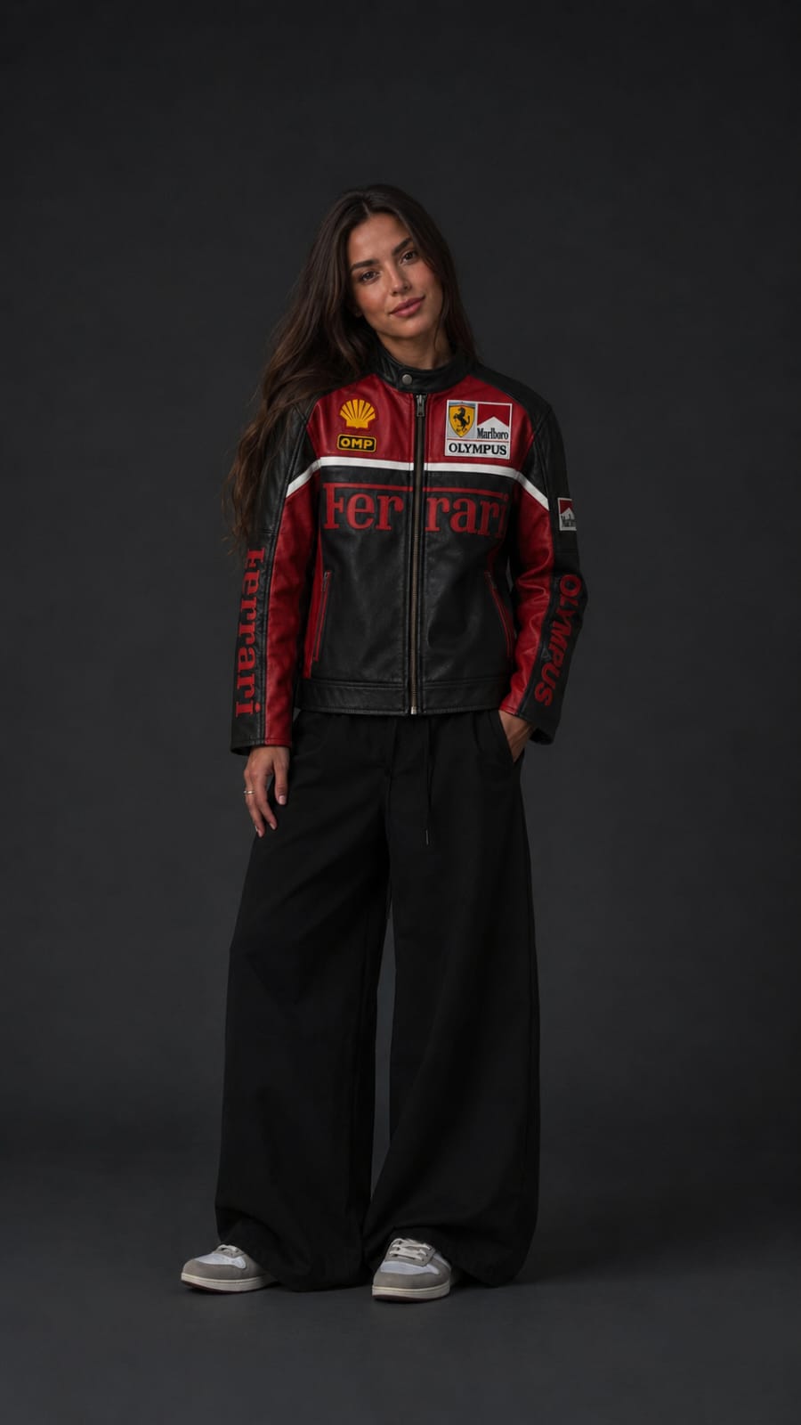 Leather Black Red Ferrari Jacket