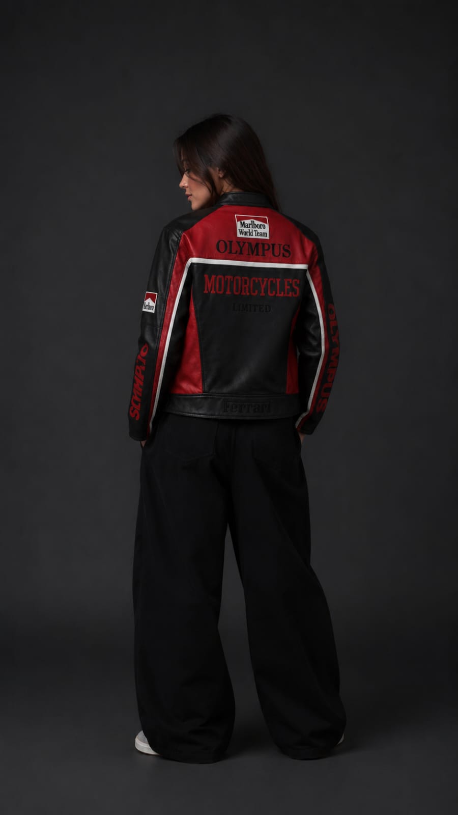 Leather Black Red Ferrari Jacket