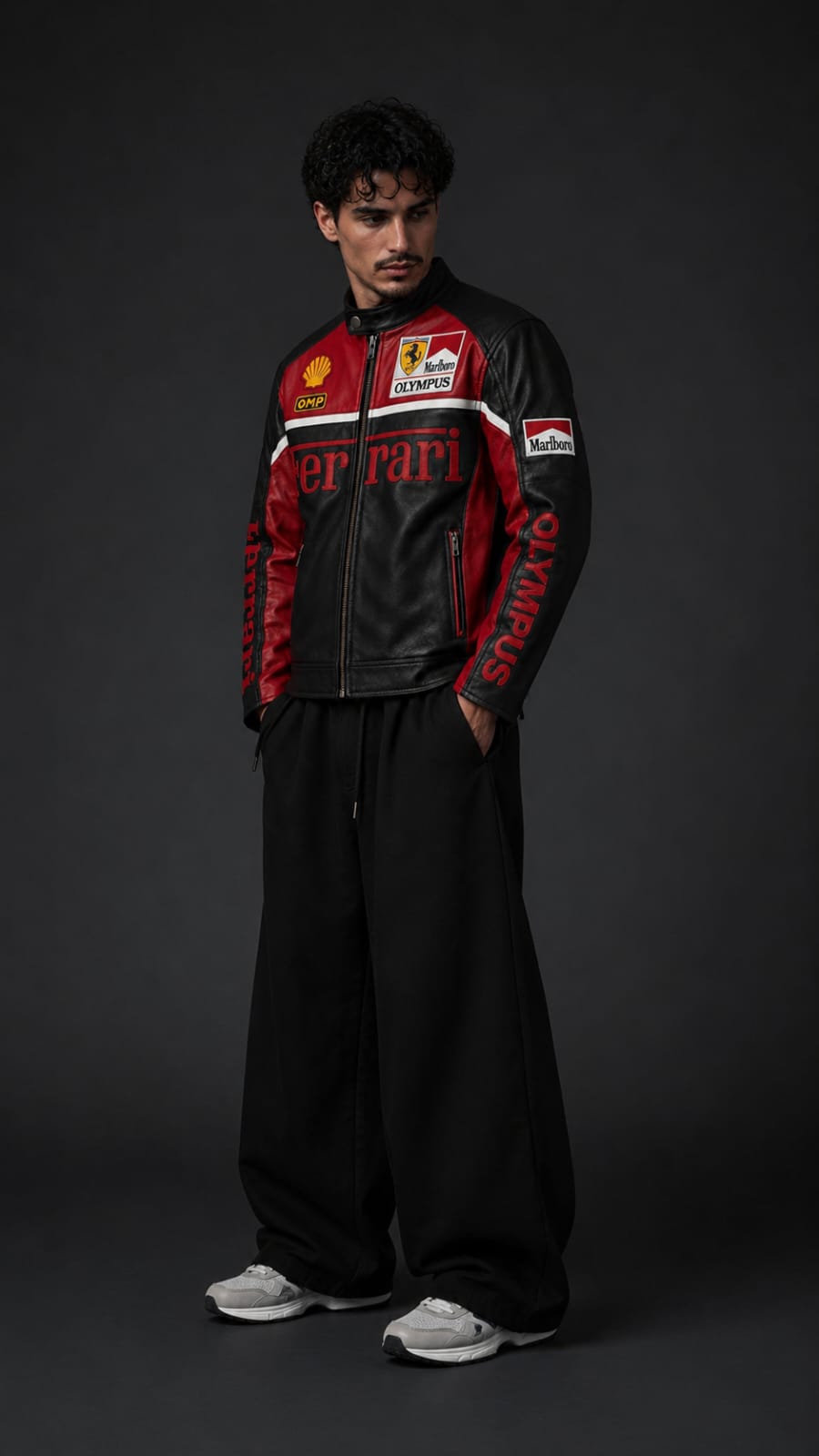 Leather Black Red Ferrari Jacket