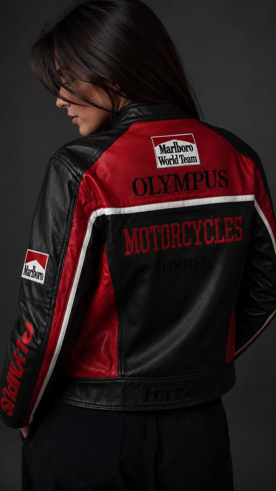 Leather Black Red Ferrari Jacket