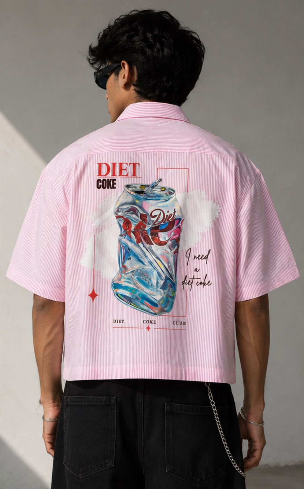 Diet Coke Club Pink Striped Oversized Shirt