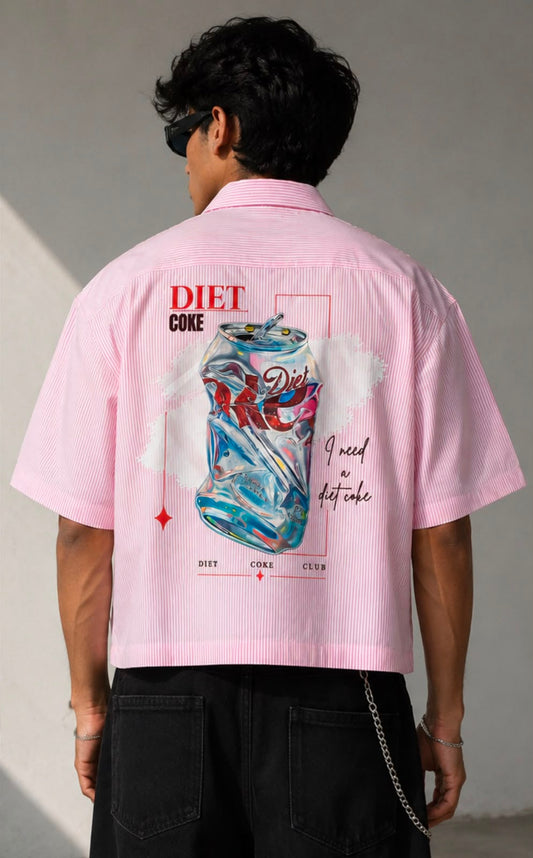 Diet Coke Club Pink Striped Oversized Shirt