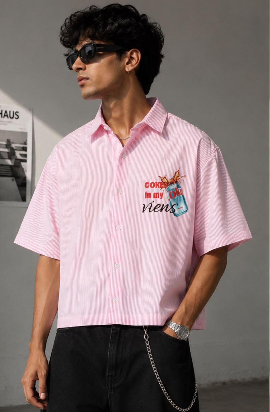 Diet Coke Club Pink Striped Oversized Shirt