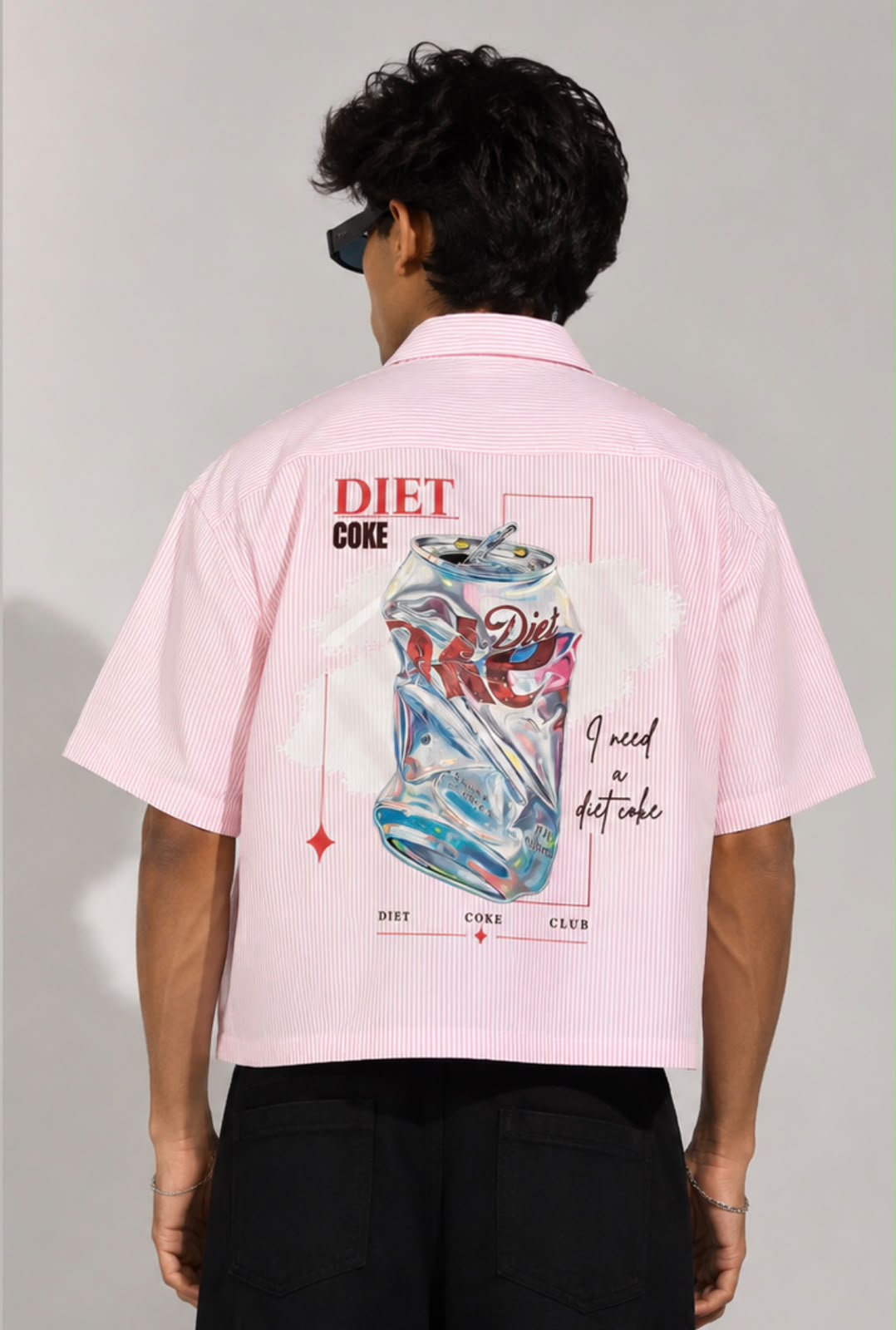 Diet Coke Club Pink Striped Oversized Shirt