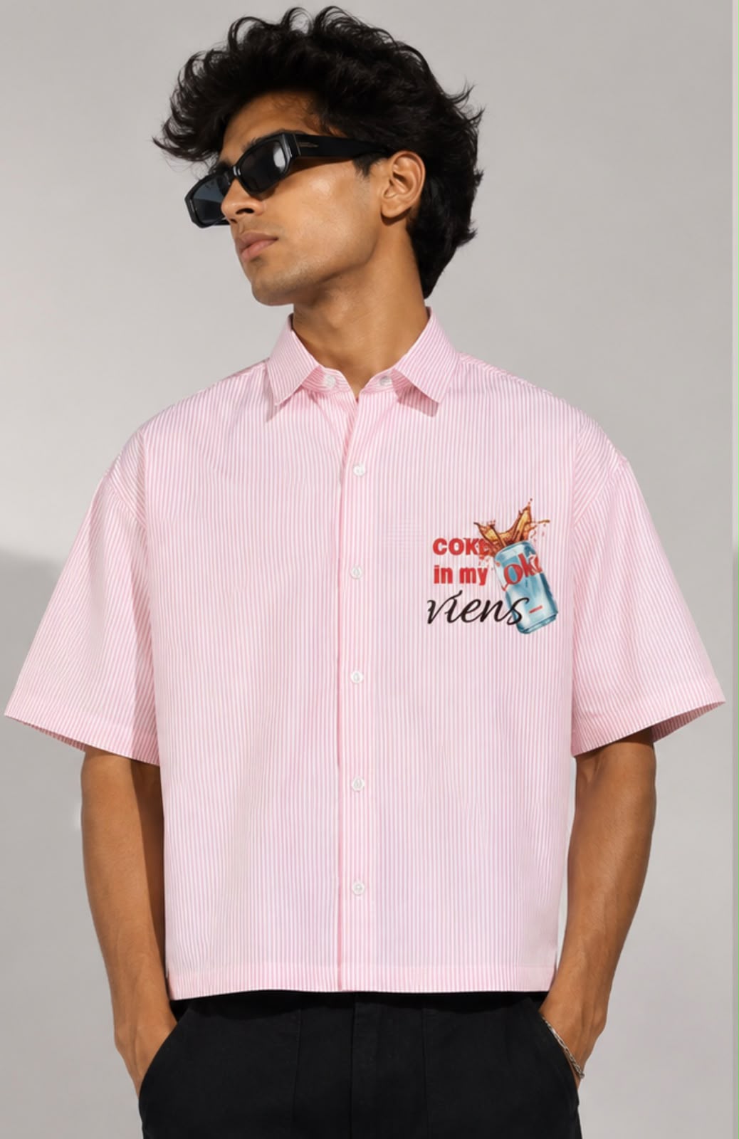 Diet Coke Club Pink Striped Oversized Shirt