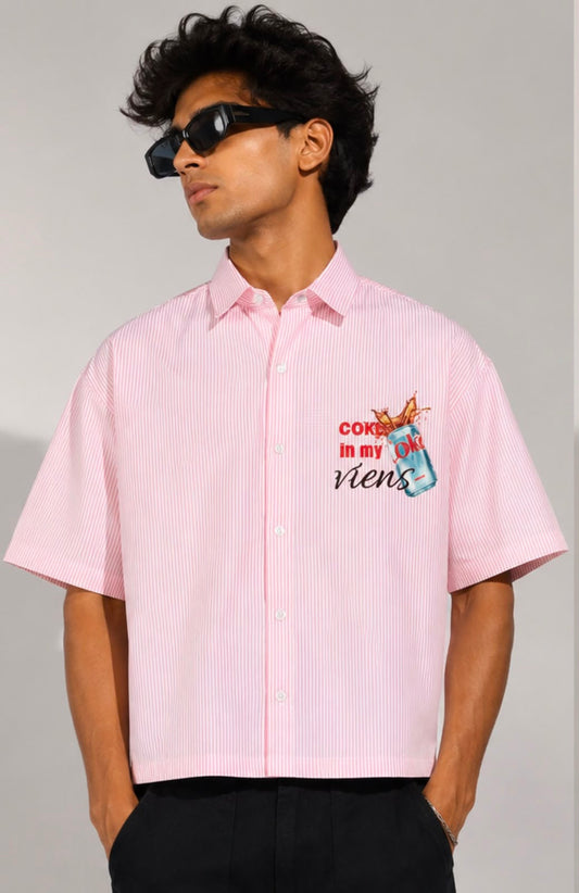 Diet Coke Club Pink Striped Oversized Shirt