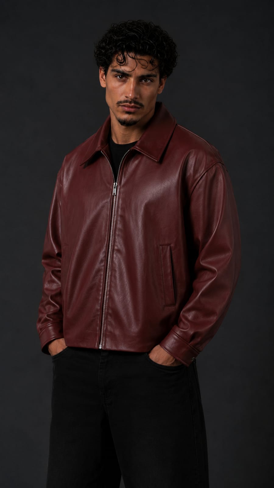 Maroon Leather Jacket – Premium Streetwear